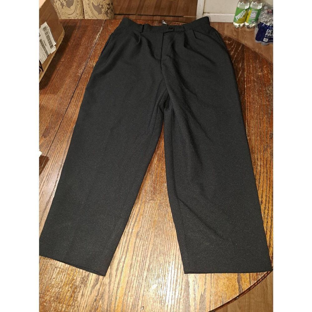 16WS Studio 1940 Black Pleated Front Side Elastic Dress Pants with Pockets